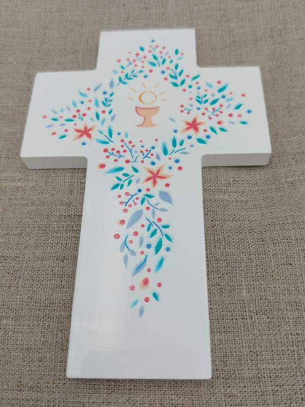 CROIX EN BOIS MOTIF CALICE