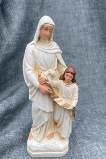 STATUE SAINTE ANNE PIERRELINE TON BLANC ET OR 20 CM