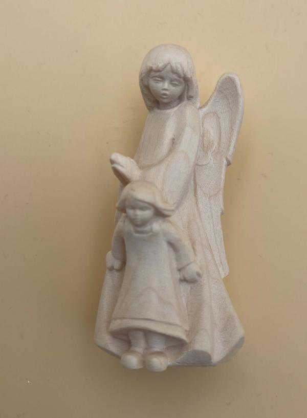 STATUE ANGE GARDIEN BOIS SCULPTE FILLE